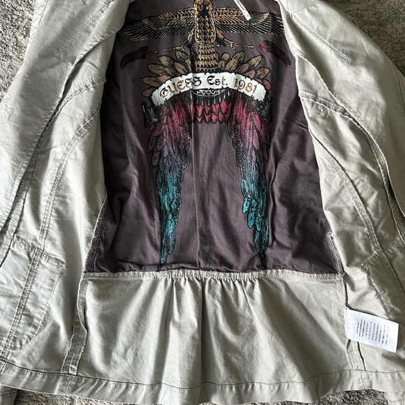 GUESS❓VINTAGE BUTTON JACKET TAN WOMEN SIZE MEDIUM STRETCH - Picture 4 of 14